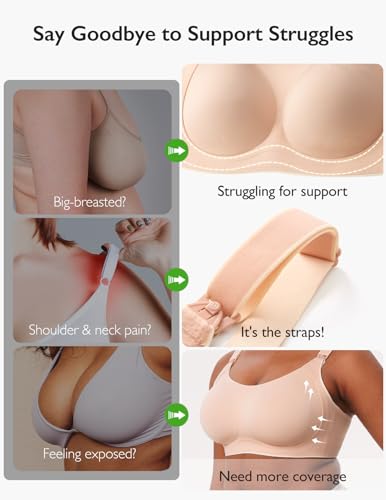 Momcozy Busty Nursing Bras, Full Coverage Maternity Bra U Neck Side Support Plus Size Pregnancy Bra Wireless