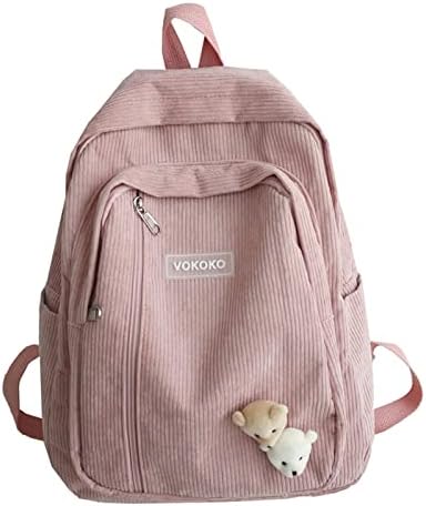 MBVBN Corduroy School Backpack, Casual Travel Laptop Backpack, Cute Student Bookbag for Girls Women