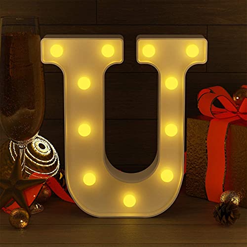 Image of Marquee U Alphabet Shaped LED Light Lamp for Decoration Decore Walls Hanging Birthday Party Wedding (U)