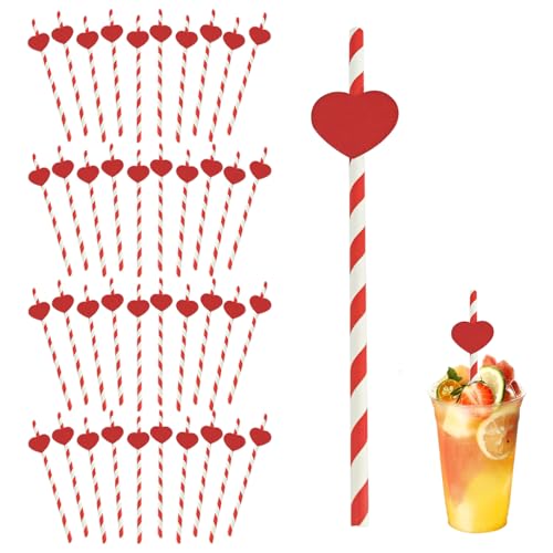 Pitillos Desechables con Forma de Corazón, 40 Unidades miniatura 1