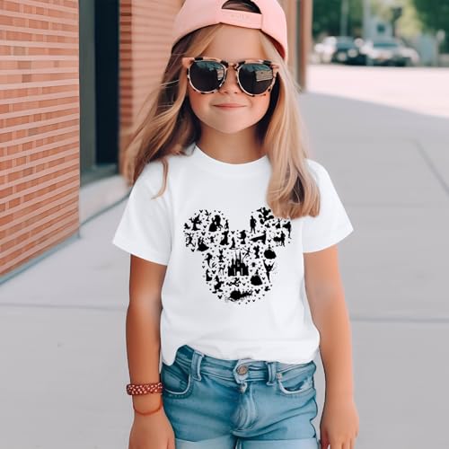 Image of Castle Fairy Shirt for Girls Cute Graphic Tee Kids Toddler Holiday Vacation T Shirts Trip Short Sleeves Summer Tops