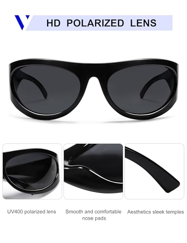 VANLINKER Polarized Wrap Around Sunglasses for Women Men Trendy Sporty Style Oversized Shield Frame VL98144