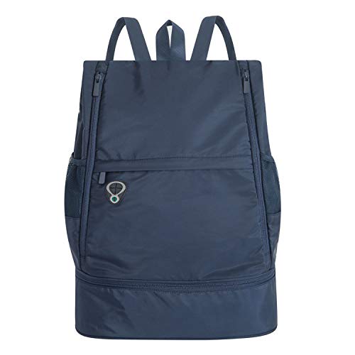 BeeViuc - Bolsa de Hombro para Hombre y Mujer con Compartimento para Zapatos, para Deporte, Viajes, natación, Yoga, Senderismo, Camping, Azul Oscuro