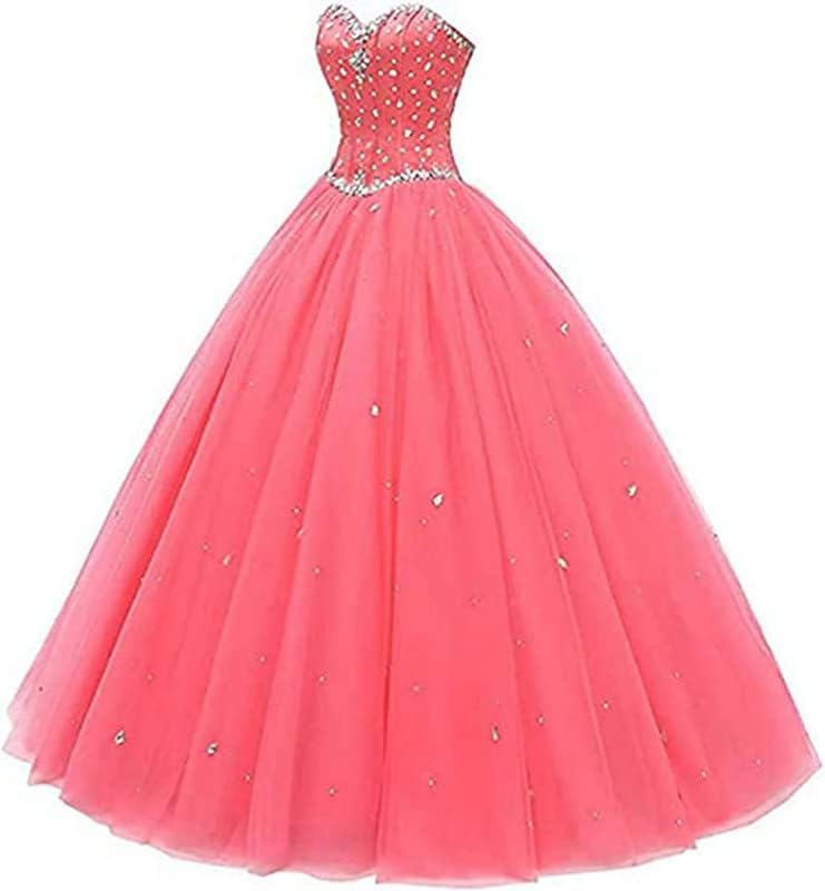 Image of Likedpage Women's Sweetheart Ball Gown Tulle Quinceanera Dresses Prom Dress