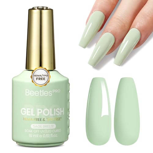 Beetles Pro Sage Green Gel Nail Polish - Sage Breeze, HEMA Free &...