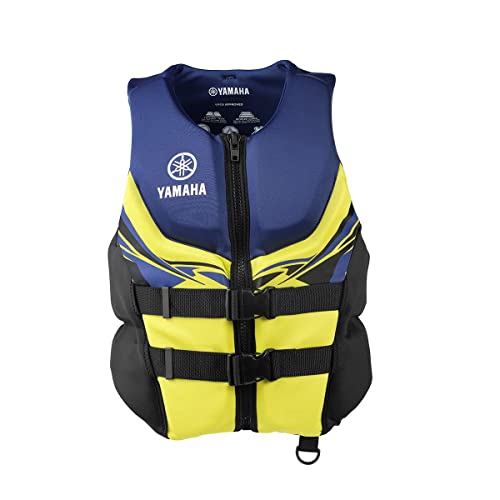 Yamaha Motor Corp. Men's Neoprene Two-Buckle PFD Life Jacket Vest (X-Large, Navy/Yellow/Black) (318 (MAR-22VNE))
