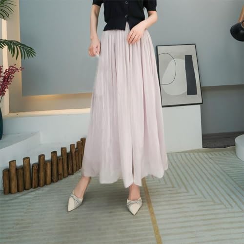 Glazed Ice Silk Floor-Length Wide-Leg Culottes, Women Thin Casual Chiffon Trousers,Women Thin Casual Chiffon Trousers3