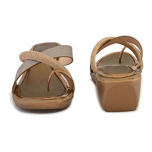 Image of Centrino Women's Wedge Heel Sandals | Stylish Slip-On Sandals for Ladies | Soft Cushioned Footbed for Comfort | Elegant & Trendy Design | Lightweight and Durable Fashion Footwear (9410)