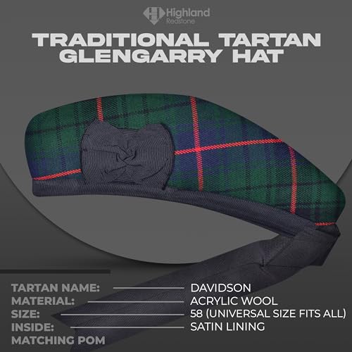 Image of Glengarry Cap-Traditional Scottish Hat, Acrylic Wool Tartan Glengarry hat, Kilts /Bagpipes Accessories