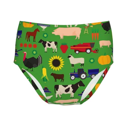 Cartoon Farm Animals Pattern Girls' Underwear Soft Cotton Little Girls Panties Comfort Briefs