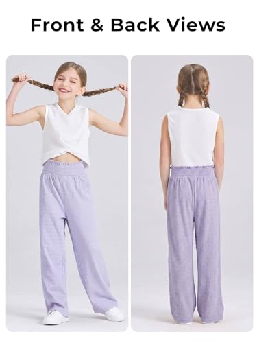 Image of Girls' Clothing Sets Sleeveless Bow Crop Top Wide Leg Linen Pants 2026 Summer Outfits Cute Kids Clothes