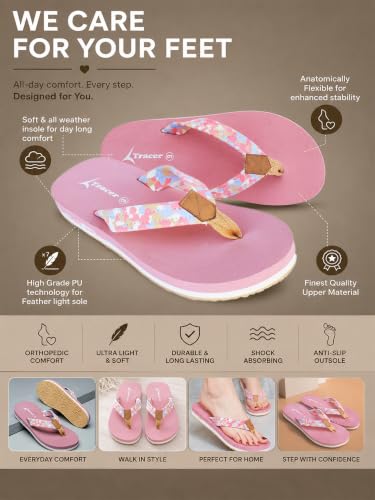Image of TRACER Women's Casual Comfort Flip Flop Slippers | Lightweight Anti-Slip Everyday Wear | Soft Sole Stylish Daily Use Chappals for Girls & Ladies | Durable & Trendy Summer Footwear | 3 to 8 UK