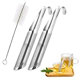 【Fácil de limpiar】 Nuestro juego viene con un cepillo profesional para limpiar el colador de té, puede insertar el cepillo en el cilindro para limpiar fácilmente las manchas en los pequeños orificios redondos y dejar que se sequen naturalmente después del lavado, lo que puede prolongar la vida de servicio. (No se recomienda lavar en lavavajillas)