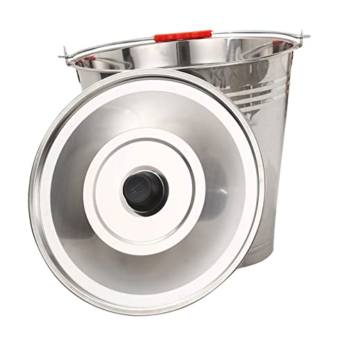 STOBAZA Stainless Steel Portable Water Bucket with Lid Capacity Multi Use Milk Bucket for Home Farm and Outdoor Activities Design