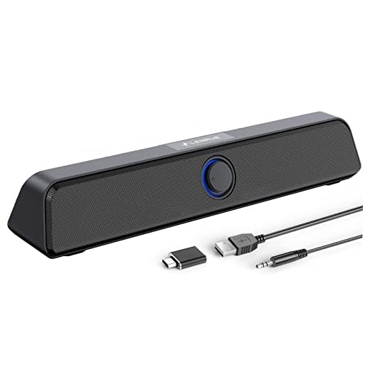 LENRUE Computer Speakers, Dual 5W PC Speaker, USB-A/USB-C Powered Laptop Speaker, 3.5mm Audio-in Wired Computer Speakers for Desktop Monitor,Laptop,Tablets,Plug-n-Play