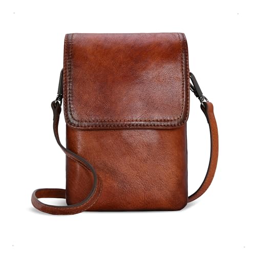 Iswee Leather Crossbody Bags for Women RFID Blocking Cell Phone Purse Small Anti-Theft Zippered with Card slots