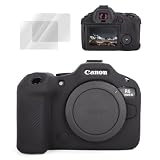 VOVMOEYA Etui na aparat Canon EOS R6 Mark III, zestaw akcesoriów do Canon EOS R6 MarkIII, silikonowe etui ochronne z 2 ultracienkimi hartowanymi foliami LCD 0,25 mm, antypoślizgowe i odporne na