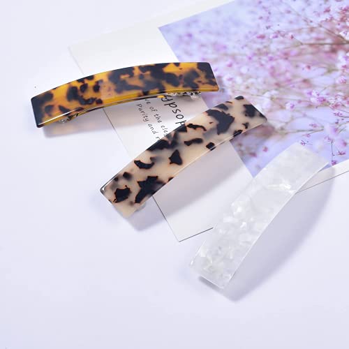 Jayongnee Clip Tortoise Shell Hair Barrettes For Women Ladies ,Elegant French Design Barrettes Tortoise Shell Automatic Hair Clip For Medium And Thick Hair, Barrettes For Thick Hair Fashion Acrylic Ponytail Holders Barrettes For Daily Wear (Classic Colors 3 Pcs) #TOP7