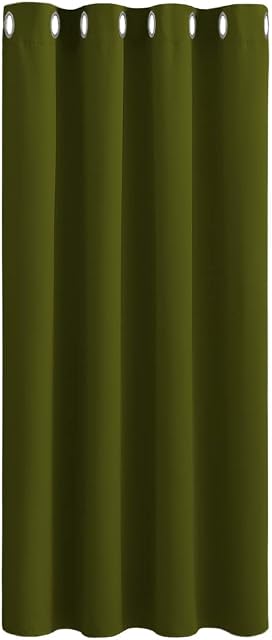 PONY DANCE Blackout Christams Curtain - Eyelet Top Curtain Window Treatments for Home Decoration Thermal Insulated Room Darkening Curtain Panel for Boys' Room, 1 PC, 52-inch by 54-inch, Olive Green