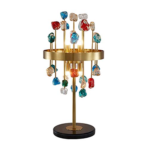 Lámpara de mesa Tabla de colores de la lámpara de cristal de 22' de lujo dormitorio cristalino creativo de la lámpara de cabecera de la lámpara decorativa elegante for la sala de estar Dormitorio Come