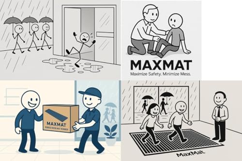 Image of MaxMat Heavy Duty Entry Floor Mat - Large Commercial, Indoor /Outdoor, Waterproof, Easy to Clean, Low-Profile Door Mat (4 x 6 Feet, Brown, MXM-RIB0046BR)