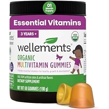 Wellements USDA Organic Kids Multivitamin Gummies 60 Ct 3+ Years | Essential Kids Vitamins A, B, C, D, E & Zinc | Supports Healthy Growth & Development* | Non-GMO, No Gluten & No Artificial Colors