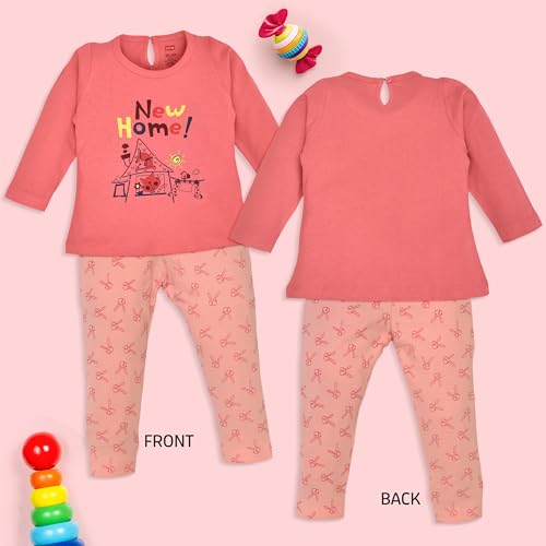 Image of LuvLap Baby Girls 100% Cotton Full Sleeve Top & Pyjama Sets, Pack Of 02