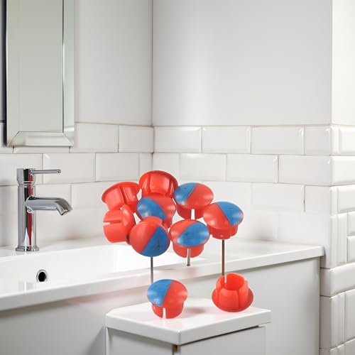 Heißes und kaltes Wasser-Schild für Küche, Badezimmer, Mischbatterie, Wasserhahngriff-Zubehör, geeignet für Löcher mit 7 mm Durchmesser, Rot, 10 Stück