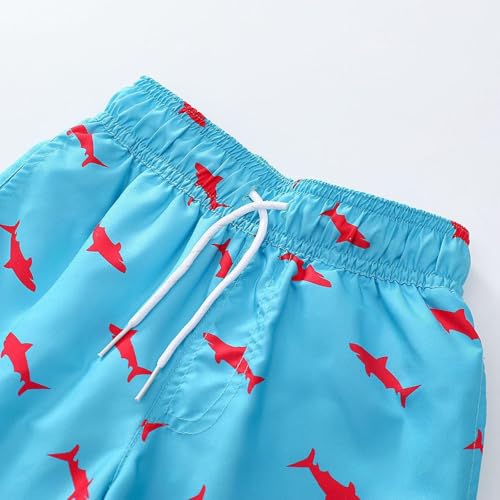 Kids Swim Trunks Beach Boardshorts Toddler Boys Elastic Waist Drawstring Cartoon Athletic Sports Shorts with Pockets4