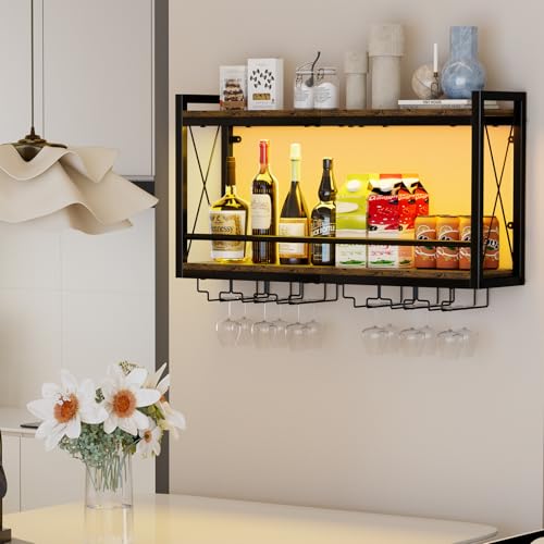 Shikha LED Wall Mounted Wine Rack with Glass Holder for Home Bar Kitchen by Shikha - Used condition - Image 4