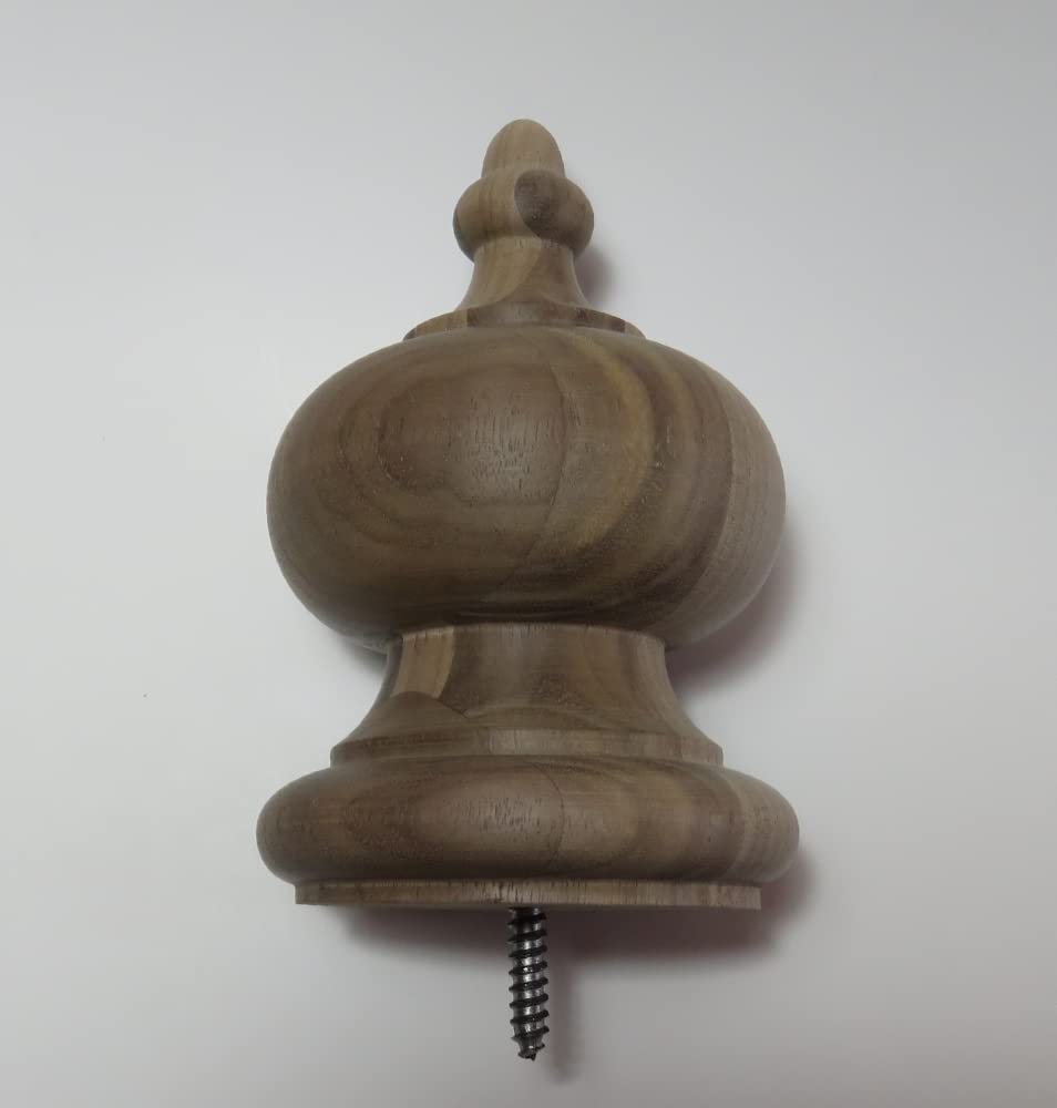 Wood Finial. Newel Stair Post. Bed. 5.5 x 3.5 x 2 15/16 Oak, Maple Cherry Mahogany Walnut #64 (Hard Maple)