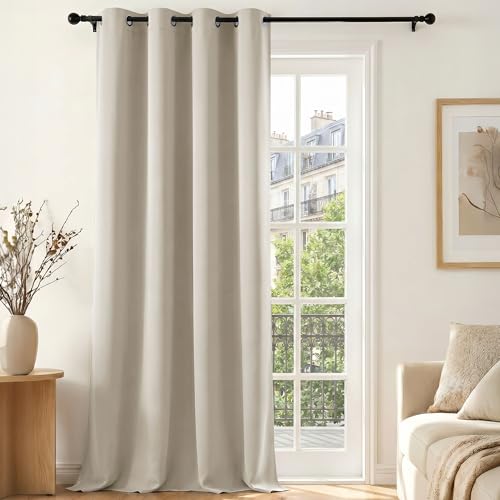 Deconovo Tenda Oscurante per Interni con Occhielli, 1 Pannello 140x260 cm, Tenda Termica Isolante per Camera da Letto e Soggiorno, Drappeggio Morbido ed Elegante, Avorio Sabbia