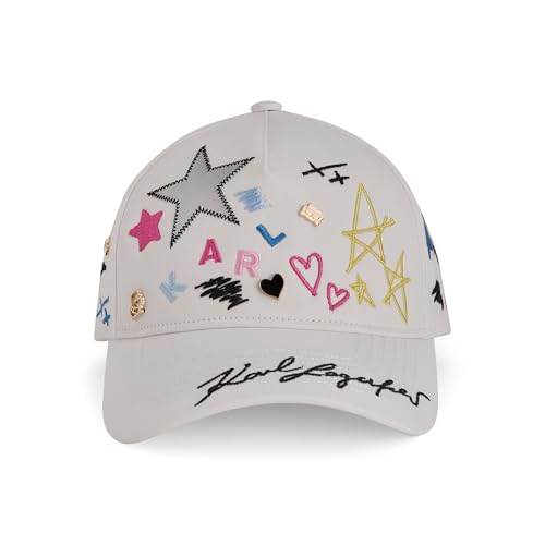 Image of Karl Lagerfeld Womens Hearts and Stars Baseball Cap, White, One Size