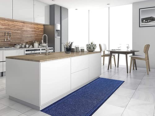 Tapis de passage de cuisine bleu long 450 cm Malaga résistant - 7