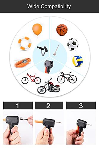 Image of Mini Bicycle Pump Hopopro Portable Bike Floor Pump Bike Tire Pump Hand Foot Activated Bike Pump with Presta Schrader Dunlop Valves Extra Valve and Gas Needle for Road Bike Mountain Bike Balls