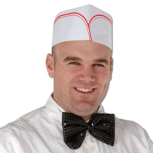 Chapeau soda jerk blanc Beistle 208745 coiffe de cuisinier rétro des années 1950