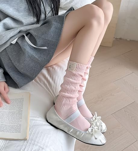 Image of Women's Ruffle Frilly Slouchy Socks, Soft Cotton Cute Solid Color Crew Socks Light Blue