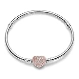 PNIDVOYI 925 Sterling Silver New Classic Crown Buckle Bucket Buckle Snake Bone Chain Bracelet Suitable Fit Design Charm Bead DIY Exquisite Surprise Gift (SL01, 7.5in/19cm)