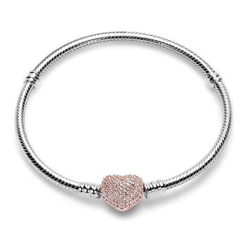 PNIDVOYI 925 Sterling Silver New Classic Crown Buckle Bucket Buckle Snake Bone Chain Bracelet Suitable Fit Design Charm Bead DIY Exquisite Surprise Gift (SL01, 7.5in/19cm)