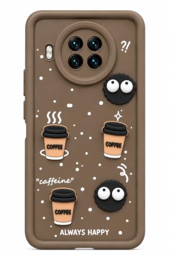 Image of Bintage Back Cover Compatible for Mi 10i / Mi 10T Lite 5G | Cute 3D Taddy Ball Bear Milk Cake Coffee Silicon Case Full Body & Camera Protection - Brown