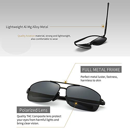SUNGAIT Ultra Lightweight Rectangular Polarized Sunglasses Man UV400 Protection - Image 4