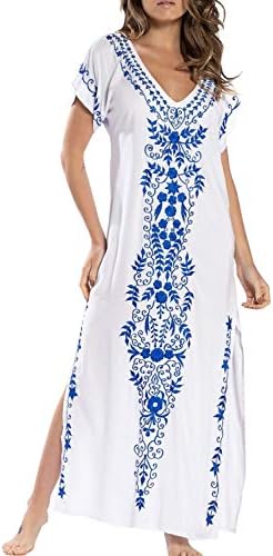 Chunoy Women Casual Loose Caftan Beach Wear Long Cover Up Bathing Suit Maxi Dress