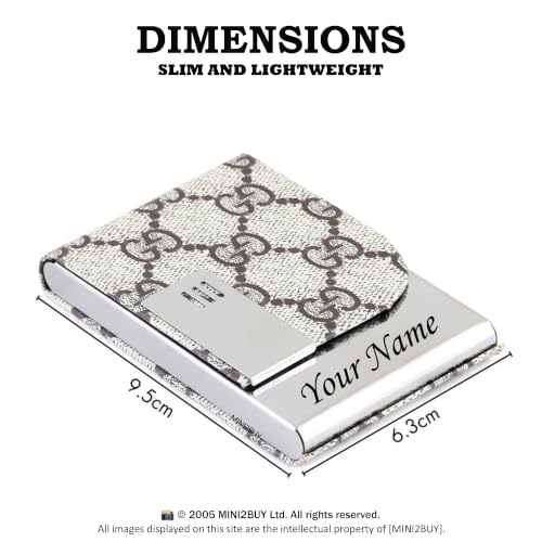 Image of Mini2buy Customized Name Engraved Card Holder for Credit, Debit, ATM, and Business Visiting Cards from Premium Stainless Steel Size Ideal for Personal use or Corporate Gifting (Off-White)