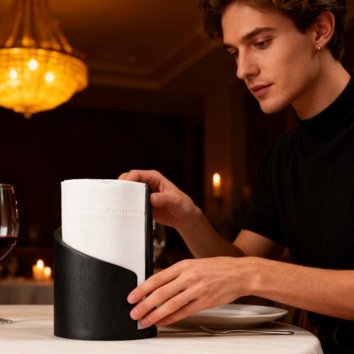 Soporte para toallas de papel de madera para organizar armarios y encimeras 8