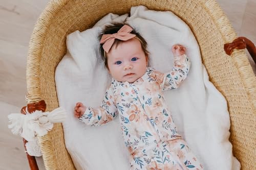 Image of Copper Pearl Zip-Up Footie Baby Pajamas - Soft Newborn Onesies for Boys & Girls, Tag-Free with Two-Way Zipper Baby Sleepers for Newborn - 24 Months, Autumn
