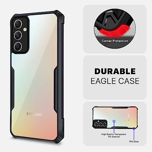 Image of Pikkme Samsung Galaxy M34 / F34 5G 5G Back Cover | Crystal Clear Transparent Back | Ultra Hyrbid | Full Camera Protection | Raised Edge | Bumper Back Case (Thermoplastic Polyurethane, Black)