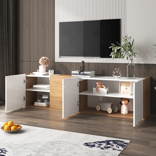 Meuble TV suspendu 170 cm blanc brillant BTM