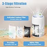 Air Purifiers for Home Bedroom, YiYunTE Small Air Purifier with 3-Stage Filter/Aromatherapy Diffuser/Sleep Mode, Portable Quiet Air Filter Cleaner Freshener Purifier for Smoke Allergies Pet Dander - Image 2