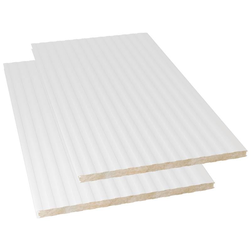 Acero Panel - Panel fa. TV MECW50 2000x1000mm | Interior - Exterior Blanco Pirineo | Acero Prelacado | Nervado | Lana de roca