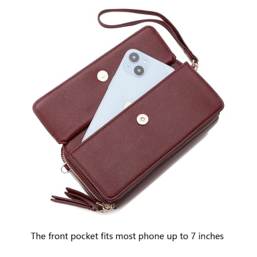 Image of Lanyani RFID Crossbody Wallet Wristlet Purse with Phone Pocket For Women Vegan Leather